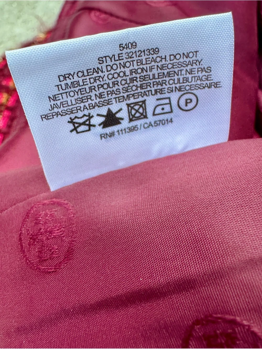 Tory Burch Tweed Pencil Skirt Burgundy Pink - 6